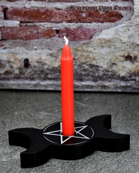 Hexenshop Dark Phönix Triple Moon mit Pentagramm Mini-Ritualstabkerzenhalter